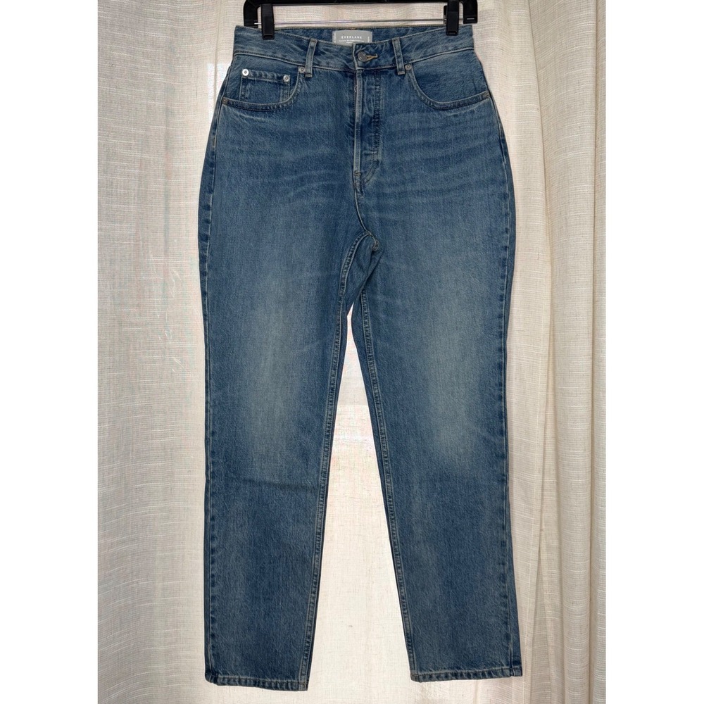 Everlane Curvy 90s Cheeky Straight Jean Organic Cotton Button Fly Medium Wash 28